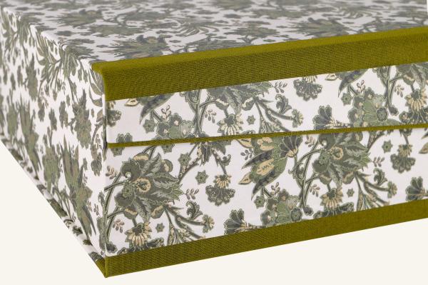 Dekorative Kiste,Palmwedel grün  gold